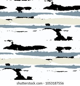 Grunge Stripes. Painted Lines. Texture with Horizontal Brush Strokes. Scribbled Grunge Rapport for Linen, Fabric, Textile. Rustic Vector Background with Stripes