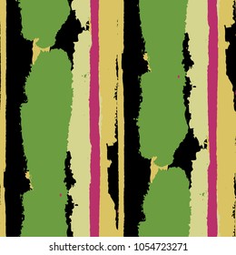 Grunge Stripes. Painted Lines. Texture with Vertical Dry Brush Strokes. Scribbled Grunge Motif for Linen, Fabric, Textile. Retro Vector Background