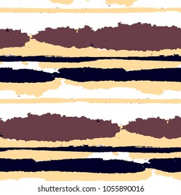 Grunge Stripes. Painted Lines. Texture with Horizontal Dry Brush Strokes. Scribbled Grunge Pattern for Sportswear, Fabric, Cloth. Trendy Vector Background with Stripes