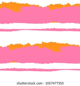 Grunge Stripes. Painted Lines. Texture with Horizontal Dry Brush Strokes. Scribbled Grunge Motif for Linen, Fabric, Textile. Trendy Vector Background with Stripes
