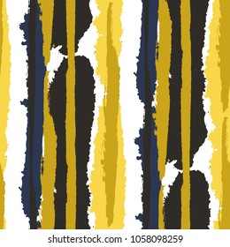 Grunge Stripes. Painted Lines. Texture with Vertical Dry Brush Strokes. Scribbled Grunge Motif for Cloth, Swimwear, Textile. Retro Vector Background