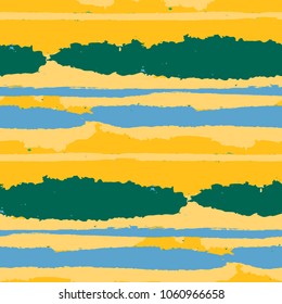 Grunge Stripes. Painted Lines. Texture with Horizontal Brush Strokes. Scribbled Grunge Rapport for Linen, Fabric, Textile. Trendy Vector Background