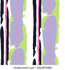 Grunge Stripes. Painted Lines. Texture with Vertical Dry Brush Strokes. Scribbled Grunge Rapport for Linen, Fabric, Textile. Trendy Vector Background with Stripes