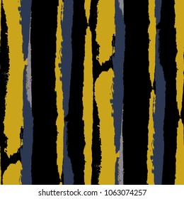 Grunge Stripes. Painted Lines. Texture with Vertical Brush Strokes. Scribbled Grunge Motif for Cloth, Fabric, Textile. Retro Vector Background with Stripes