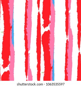 Grunge Stripes. Painted Lines. Texture with Vertical Brush Strokes. Scribbled Grunge Pattern for Linen, Fabric, Textile. Rustic Vector Background