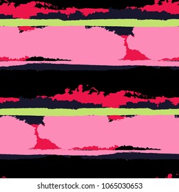 Grunge Stripes. Painted Lines. Texture with Horizontal Brush Strokes. Scribbled Grunge Motif for Sportswear, Fabric, Cloth. Retro Vector Background