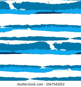 Grunge Stripes. Painted Lines. Texture with Horizontal Brush Strokes. Scribbled Grunge Pattern for Sportswear, Fabric, Wallpaper. Trendy Vector Background with Stripes