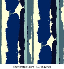 Grunge Stripes. Painted Lines. Texture with Vertical Dry Brush Strokes. Scribbled Grunge Pattern for Cloth, Swimwear, Textile. Rustic Vector Background