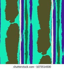 Grunge Stripes. Painted Lines. Texture with Vertical Dry Brush Strokes. Scribbled Grunge Motif for Cloth, Swimwear, Textile. Rustic Vector Background