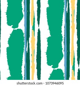 Grunge Stripes. Painted Lines. Texture with Vertical Dry Brush Strokes. Scribbled Grunge Motif for Cloth, Swimwear, Textile. Retro Vector Background with Stripes