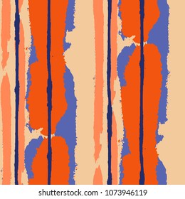 Grunge Stripes. Painted Lines. Texture with Vertical Dry Brush Strokes. Scribbled Grunge Rapport for Linen, Fabric, Textile. Rustic Vector Background