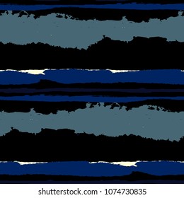 Grunge Stripes. Painted Lines. Texture with Horizontal Brush Strokes. Scribbled Grunge Motif for Linen, Fabric, Wallpaper. Trendy Vector Background