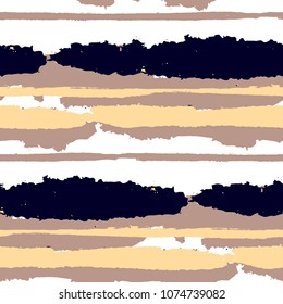 Grunge Stripes. Painted Lines. Texture with Horizontal Brush Strokes. Scribbled Grunge Pattern for Sportswear, Fabric, Cloth. Retro Vector Background with Stripes