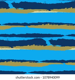 Grunge Stripes. Painted Lines. Texture with Horizontal Brush Strokes. Scribbled Grunge Motif for Sportswear, Fabric, Wallpaper. Trendy Vector Background with Stripes