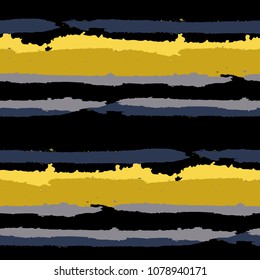 Grunge Stripes. Painted Lines. Texture with Horizontal Dry Brush Strokes. Scribbled Grunge Motif for Sportswear, Fabric, Wallpaper. Rustic Vector Background