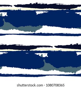 Grunge Stripes. Painted Lines. Texture with Horizontal Brush Strokes. Scribbled Grunge Pattern for Sportswear, Fabric, Cloth. Rustic Vector Background