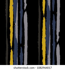 Grunge Stripes. Painted Lines. Texture with Vertical Brush Strokes. Scribbled Grunge Motif for Linen, Fabric, Textile. Retro Vector Background