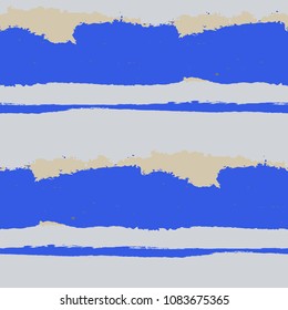 Grunge Stripes. Painted Lines. Texture with Horizontal Brush Strokes. Scribbled Grunge Motif for Cloth, Swimwear, Textile. Rustic Vector Background