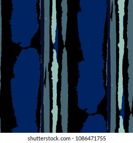 Grunge Stripes. Painted Lines. Texture with Vertical Dry Brush Strokes. Scribbled Grunge Motif for Cloth, Swimwear, Textile. Rustic Vector Background with Stripes