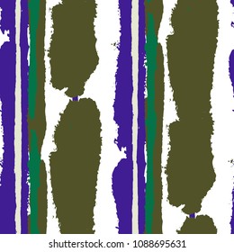 Grunge Stripes. Painted Lines. Texture with Vertical Dry Brush Strokes. Scribbled Grunge Rapport for Cloth, Swimwear, Textile. Rustic Vector Background with Stripes