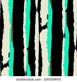 Grunge Stripes. Painted Lines. Texture with Vertical Dry Brush Strokes. Scribbled Grunge Motif for Sportswear, Paper, Cloth. Trendy Vector Background with Stripes