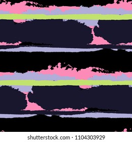 Grunge Stripes. Painted Lines. Texture with Horizontal Dry Brush Strokes. Scribbled Grunge Rapport for Cloth, Fabric, Textile. Rustic Vector Background
