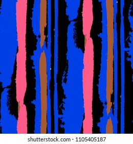 Grunge Stripes. Painted Lines. Texture with Vertical Brush Strokes. Scribbled Grunge Pattern for Cloth, Fabric, Textile. Trendy Vector Background
