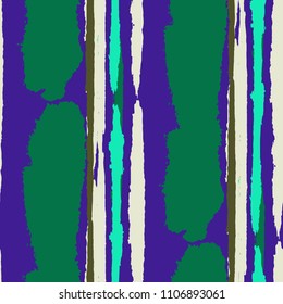 Grunge Stripes. Painted Lines. Texture with Vertical Dry Brush Strokes. Scribbled Grunge Motif for Sportswear, Fabric, Cloth. Rustic Vector Background with Stripes