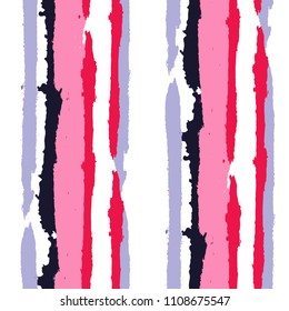 Grunge Stripes. Painted Lines. Texture with Vertical Brush Strokes. Scribbled Grunge Rapport for Cloth, Fabric, Textile. Retro Vector Background with Stripes