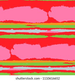Grunge Stripes. Painted Lines. Texture with Horizontal Brush Strokes. Scribbled Grunge Rapport for Linen, Fabric, Textile. Rustic Vector Background