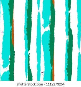 Grunge Stripes. Painted Lines. Texture with Vertical Brush Strokes. Scribbled Grunge Rapport for Linen, Fabric, Textile. Trendy Vector Background with Stripes