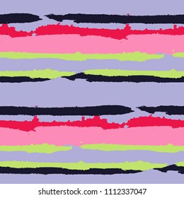 Grunge Stripes. Painted Lines. Texture with Horizontal Dry Brush Strokes. Scribbled Grunge Motif for Cloth, Swimwear, Textile. Rustic Vector Background with Stripes