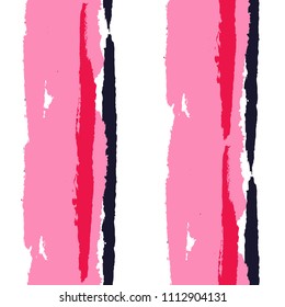 Grunge Stripes. Painted Lines. Texture with Vertical Dry Brush Strokes. Scribbled Grunge Pattern for Linen, Fabric, Wallpaper. Retro Vector Background with Stripes