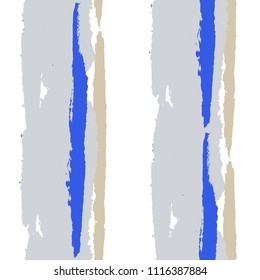 Grunge Stripes. Painted Lines. Texture with Vertical Brush Strokes. Scribbled Grunge Motif for Linen, Fabric, Textile. Trendy Vector Background with Stripes