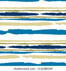 Grunge Stripes. Painted Lines. Texture with Horizontal Brush Strokes. Scribbled Grunge Motif for Sportswear, Fabric, Cloth. Trendy Vector Background with Stripes