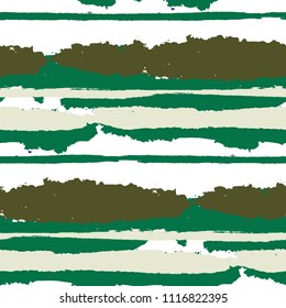 Grunge Stripes. Painted Lines. Texture with Horizontal Brush Strokes. Scribbled Grunge Pattern for Sportswear, Paper, Cloth. Trendy Vector Background
