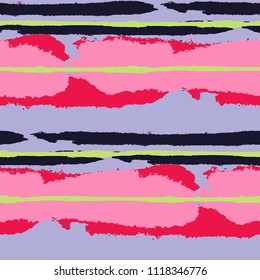 Grunge Stripes. Painted Lines. Texture with Horizontal Dry Brush Strokes. Scribbled Grunge Rapport for Sportswear, Paper, Cloth. Trendy Vector Background with Stripes
