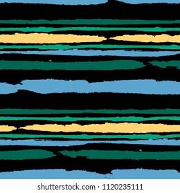 Grunge Stripes. Painted Lines. Texture with Horizontal Dry Brush Strokes. Scribbled Grunge Motif for Linen, Fabric, Textile. Retro Vector Background