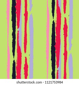 Grunge Stripes. Painted Lines. Texture with Vertical Dry Brush Strokes. Scribbled Grunge Motif for Linen, Fabric, Wallpaper. Rustic Vector Background