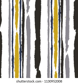 Grunge Stripes. Painted Lines. Texture with Vertical Brush Strokes. Scribbled Grunge Motif for Linen, Fabric, Textile. Rustic Vector Background
