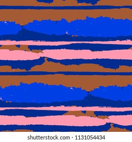 Grunge Stripes. Painted Lines. Texture with Horizontal Brush Strokes. Scribbled Grunge Rapport for Sportswear, Fabric, Cloth. Trendy Vector Background with Stripes