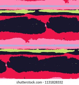 Grunge Stripes. Painted Lines. Texture with Horizontal Brush Strokes. Scribbled Grunge Pattern for Linen, Fabric, Wallpaper. Rustic Vector Background