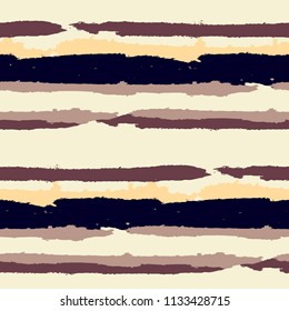 Grunge Stripes. Painted Lines. Texture with Horizontal Dry Brush Strokes. Scribbled Grunge Pattern for Cloth, Swimwear, Textile. Trendy Vector Background with Stripes