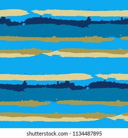 Grunge Stripes. Painted Lines. Texture with Horizontal Dry Brush Strokes. Scribbled Grunge Rapport for Sportswear, Paper, Cloth. Trendy Vector Background