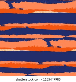 Grunge Stripes. Painted Lines. Texture with Horizontal Dry Brush Strokes. Scribbled Grunge Pattern for Sportswear, Fabric, Wallpaper. Rustic Vector Background
