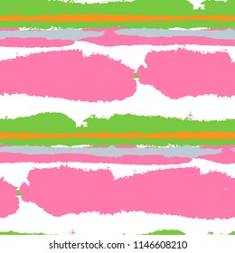 Grunge Stripes. Painted Lines. Texture with Horizontal Dry Brush Strokes. Scribbled Grunge Pattern for Linen, Fabric, Textile. Trendy Vector Background with Stripes