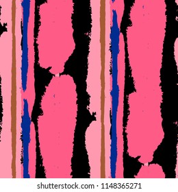 Grunge Stripes. Painted Lines. Texture with Vertical Brush Strokes. Scribbled Grunge Motif for Linen, Fabric, Textile. Rustic Vector Background with Stripes