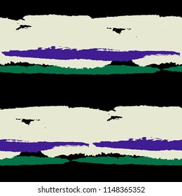 Grunge Stripes. Painted Lines. Texture with Horizontal Brush Strokes. Scribbled Grunge Motif for Sportswear, Fabric, Cloth. Trendy Vector Background with Stripes