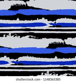 Grunge Stripes. Painted Lines. Texture with Horizontal Dry Brush Strokes. Scribbled Grunge Pattern for Linen, Fabric, Wallpaper. Trendy Vector Background