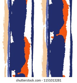 Grunge Stripes. Painted Lines. Texture with Vertical Dry Brush Strokes. Scribbled Grunge Pattern for Cloth, Fabric, Textile. Retro Vector Background
